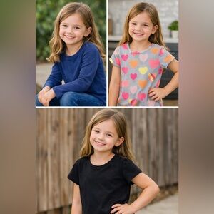 Girls Tops Bundle 3Pc Garanimals Toughskins Heart Print Tees Size 5/6